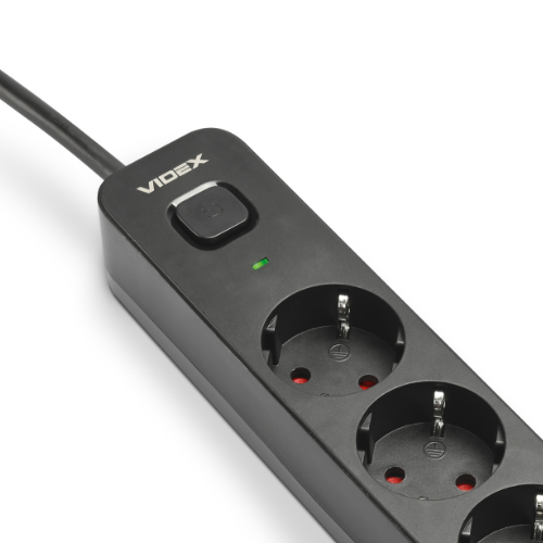 Мережевий подовжувач із заземленням 6 розеток 3м з кнопкою чорний VF-PD63G-B Oncord Videx Житомир - изображение 8