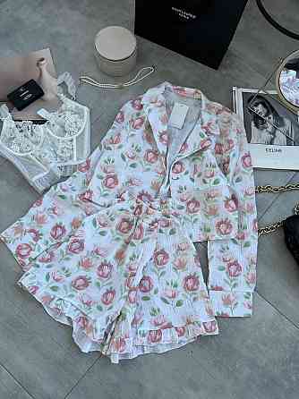 Женская принтованная пижама двойка из натурального муслина Молочный 2, 42/44 Одесса
