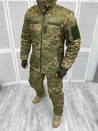 Зимний тактический мужской костюм Softshell (водонепроницаемый) на флисе + синтепон Камуфляж Пиксель Винница - изображение 1