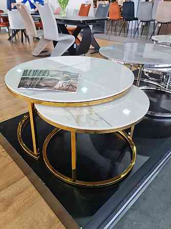 Журнальний столик PORTAFINO A білий FI80 FI60/ золото (комплект) Дніпро