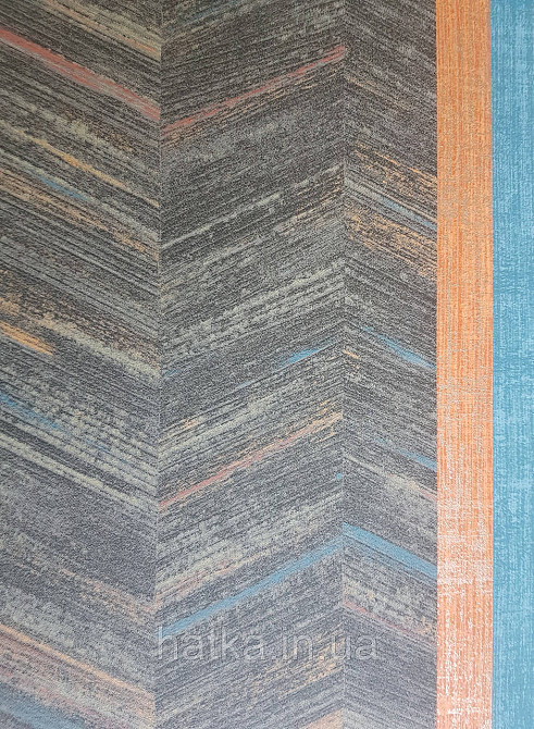 Обои  виниловые на флизелине AS creation Geo Effect 0.53х10 геометрия елочка коричневый синий оранж 38309-2 Киев - изображение 3