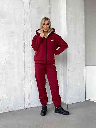 Жіночий теплий базовий костюм тринитка на флісі + Підкладка Штучне хутро Бордо, 44/46 Одеса