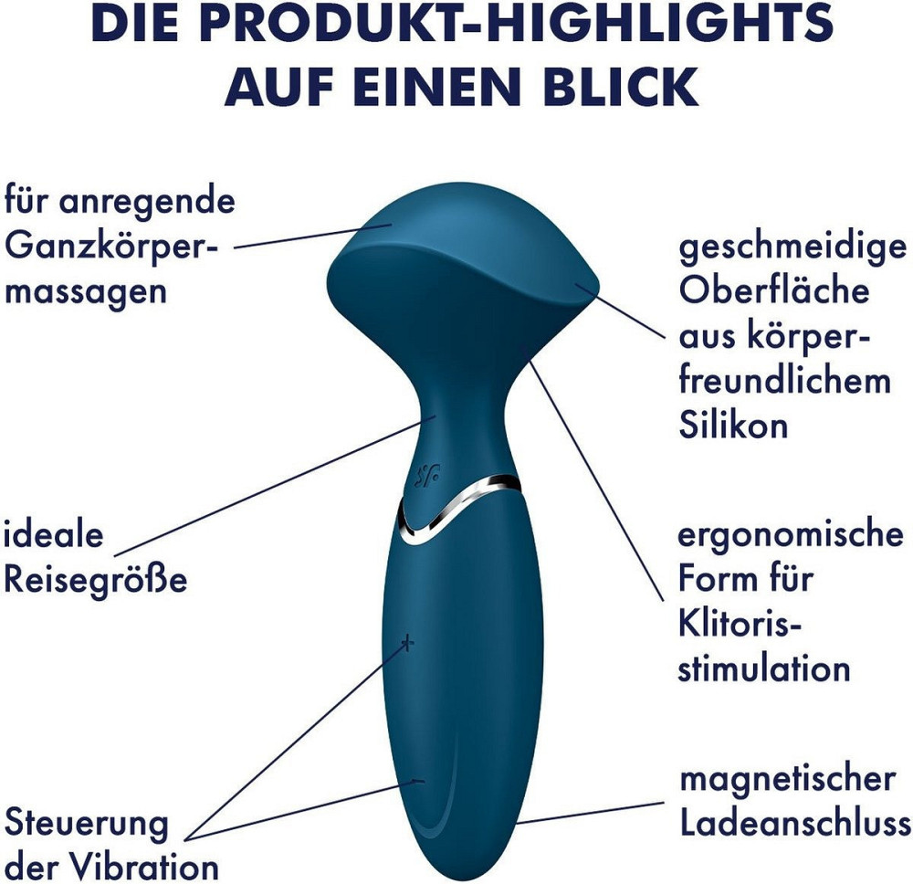 Универсальный компактный мощный массажер Satisfyer Mini Wand-er синий Sex Aura Киев - изображение 7