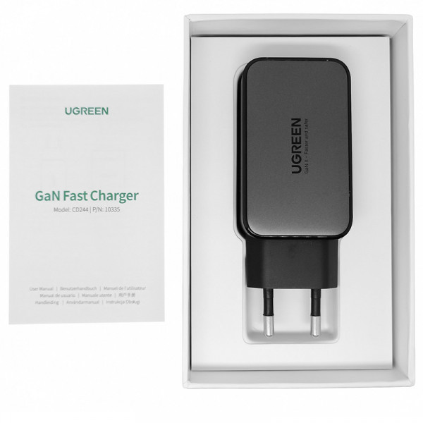 Зарядний пристрій 3xUSB 65W GaN (2хUSB-C+USB-A) CD244 Сірий Ugreen (10335) Киев - изображение 3