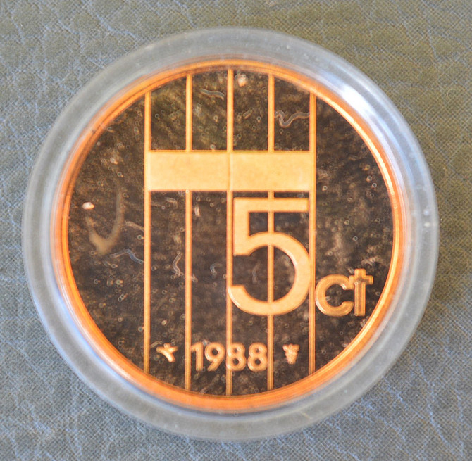 Монета 5 центов. 1988 год, Нидерланды. (капсула) ПРУФ Полтава - изображение 1