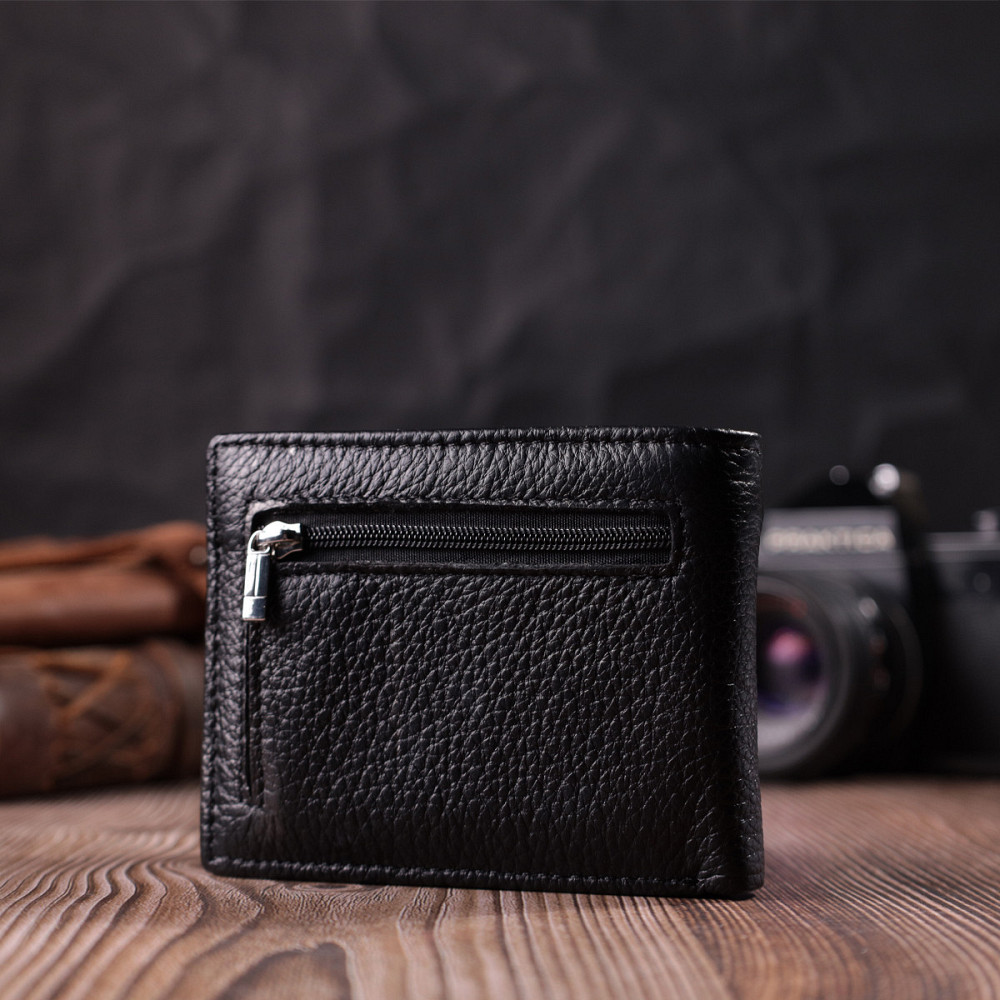 Шкіряний гаманець з металевим затискачем, чорний (ST Leather) Київ - фото 19