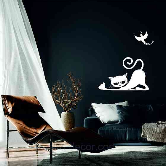 Декоративное настенное 3D Панно «Кот» Декор на стену с объемом 110*72 см, Белый Киев