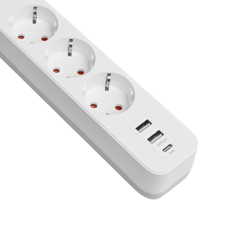 Мережевий подовжувач із заземленням 3 розетки/2USB-A/1Type-C 3м з кнопкою білий VF-PD33G2U1C-W Oncord Videx Житомир