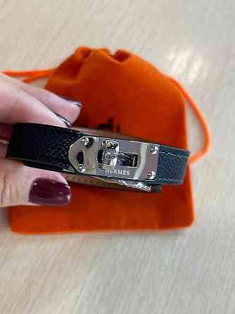 Кожаный браслет Hermes на два оборота черный | Наматывающийся браслет на руку | Браслет Hermes Одесса