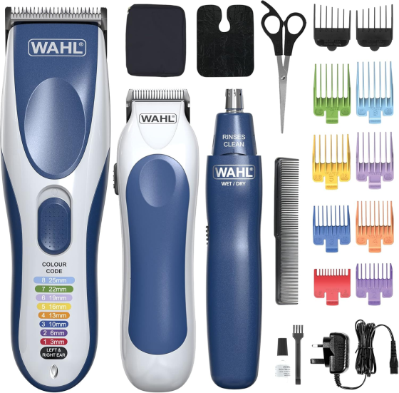 Бездротовий набір для стрижки Wahl Colour Pro 3-в-1, акумуляторна машинка для стрижки, тример для носа та вух, кольорові насадки Київ