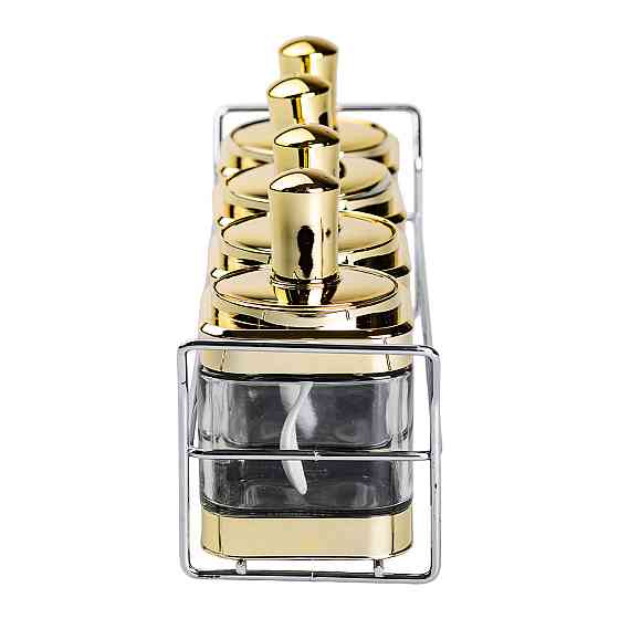 Yiwu Набір банок для сипучих продуктів 4 штуки 350 мл скляні на металевій підставці HP-1336 Киев