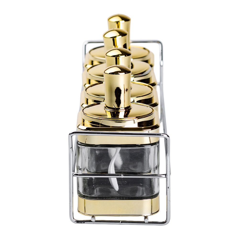 Yiwu Набір банок для сипучих продуктів 4 штуки 350 мл скляні на металевій підставці HP-1336 Киев - изображение 5