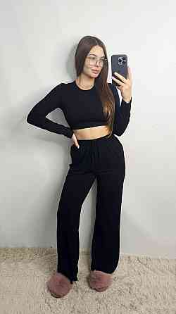 Стильный женский костюм из трикотажа вискоза Черный M-L Харьков