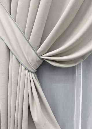 Комплект штор VR-Textil Микровелюр Petek 200х270 2шт и Тюль 600х270 2019ш-1153т Тауп с белым 71-156/7 Киев