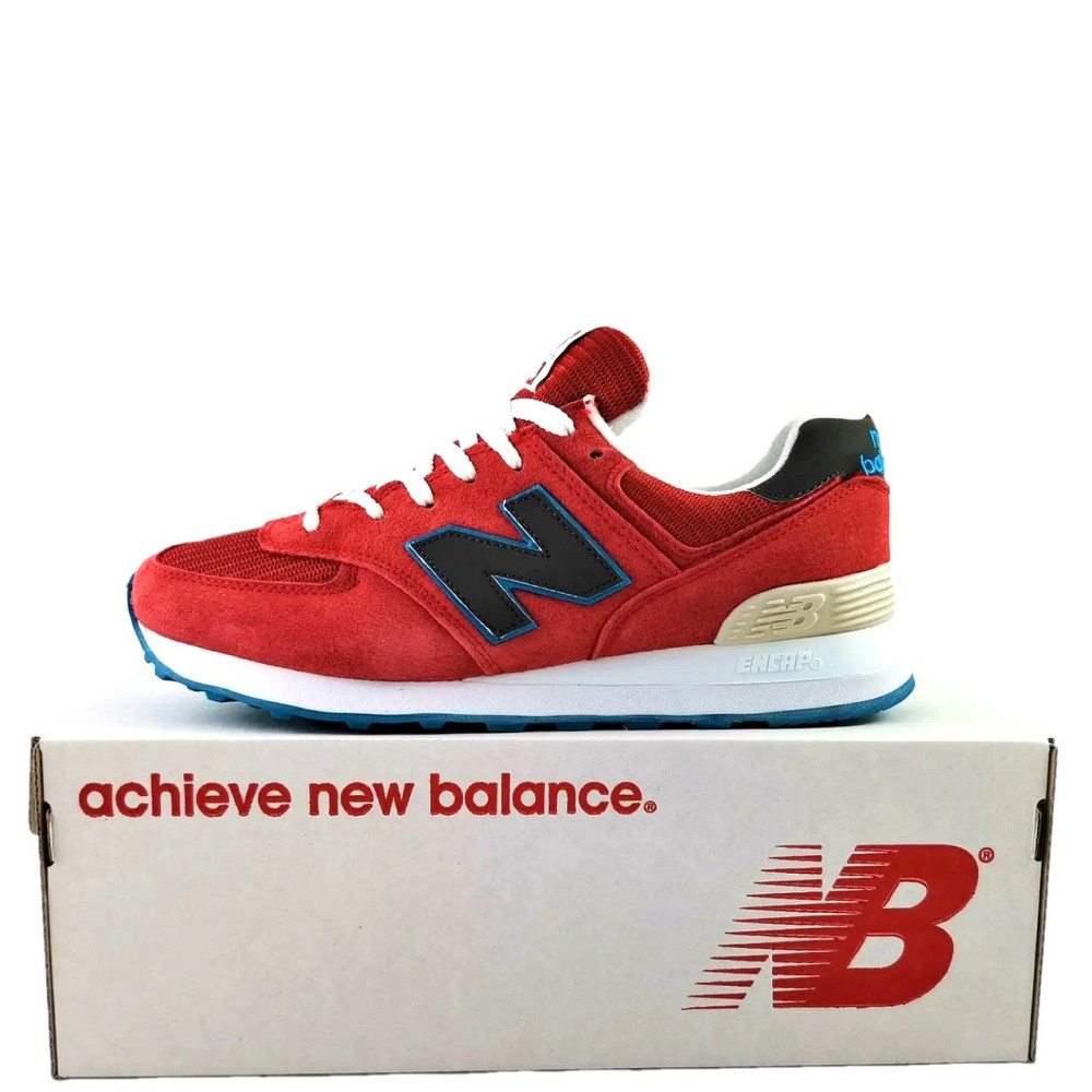 Чоловічі Кросівки New Balance 574 Червоні Нью Балансі (розміри: 41,42,43,45) Відео Огляд Дніпро - фото 1