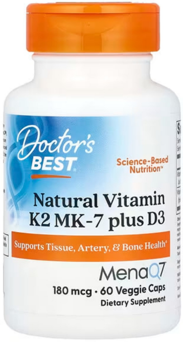 Вітамін Д3 K2 MK-7 Doctors Best Natural Vitamin K2 MK-7 Plus D3 180 мкг 60 капс Київ - фото 1