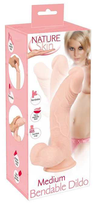 Фаллоимитатор с мошонкой - Nature Skin Medium Bendable Dildo Sex Aura Киев - изображение 1