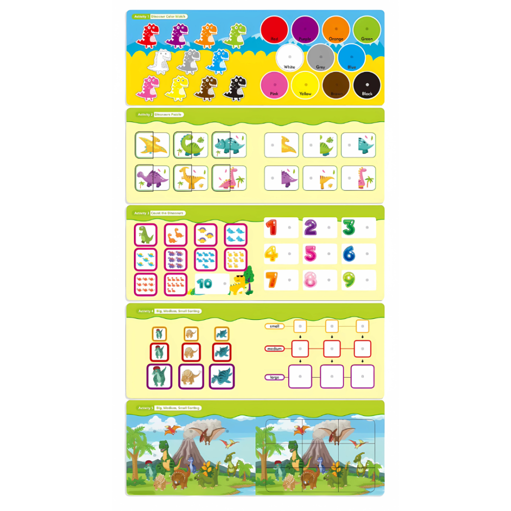 Дитяча розвиваюча книга Busy Book Монтессори,тактильная книга с липучками Keybaby для детей, бизибук, Dinosaur Каменец-Подольский - изображение 2