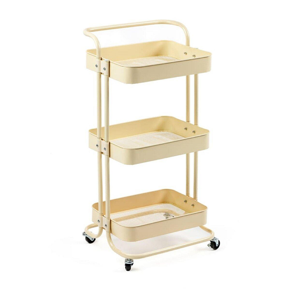 Універсальна триярусна металева етажерка кремова Київ - фото 1