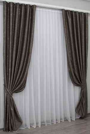 Комплект готовых штор VR-Textil Лен Саванна № 631ш Какао 150х270 см 2 шт (30-387) Киев