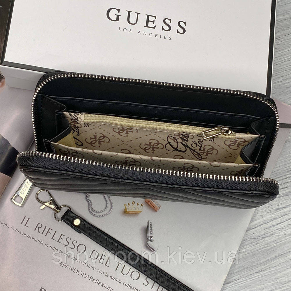 Жіночий гаманець на блискавці Guess (7582) чорний Київ - фото 4
