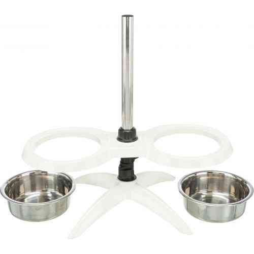 Миска Trixie для собак, на регулируемой подставке, белая, 2х2,4 л, d:25 см (меламин/металл) Винница