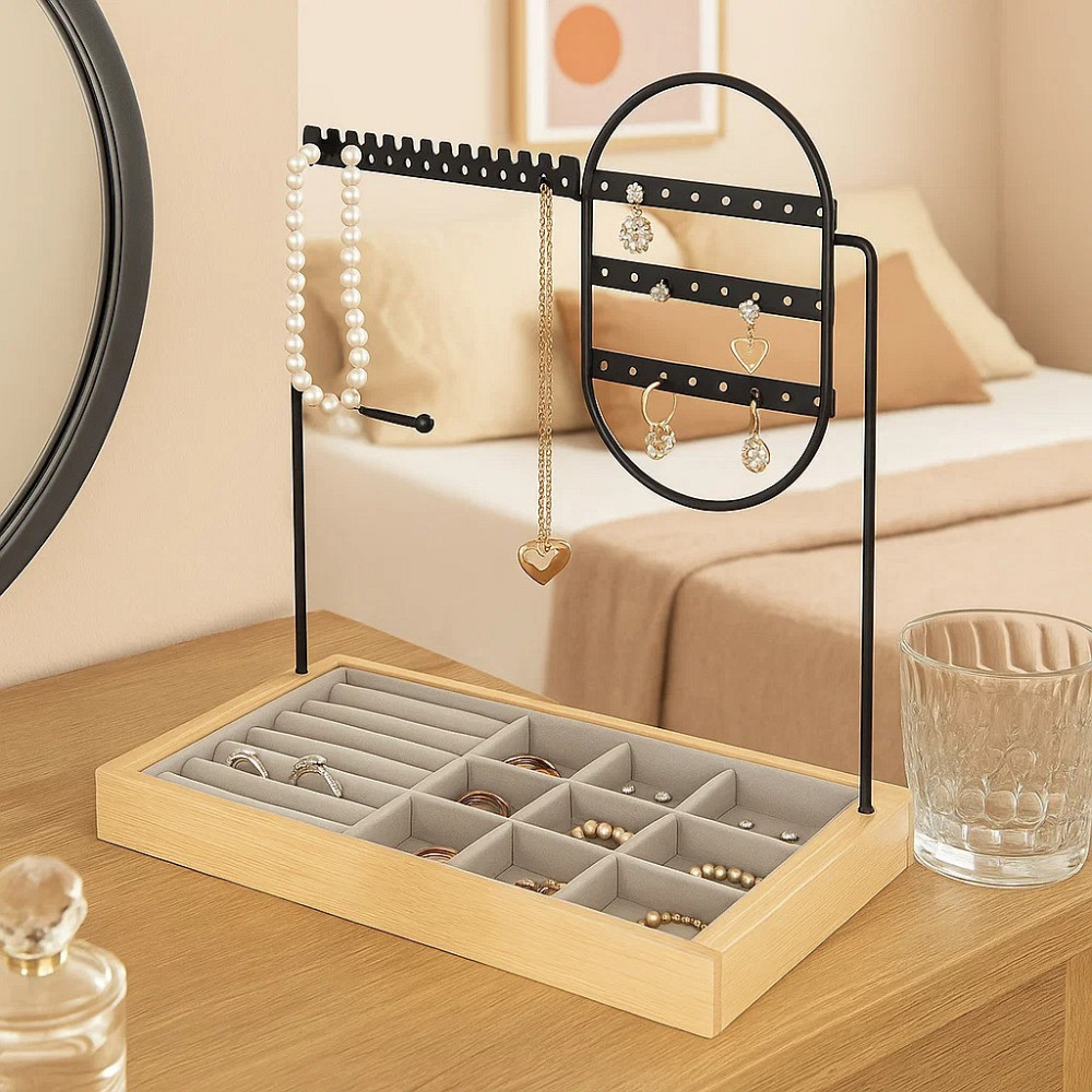 Настольная стойка для украшений,цепочек, браслетов, колец, деревянная, органайзер для драгоценностей и аксессуаров 28х23.3х13.8 см Каменец-Подольский - изображение 4