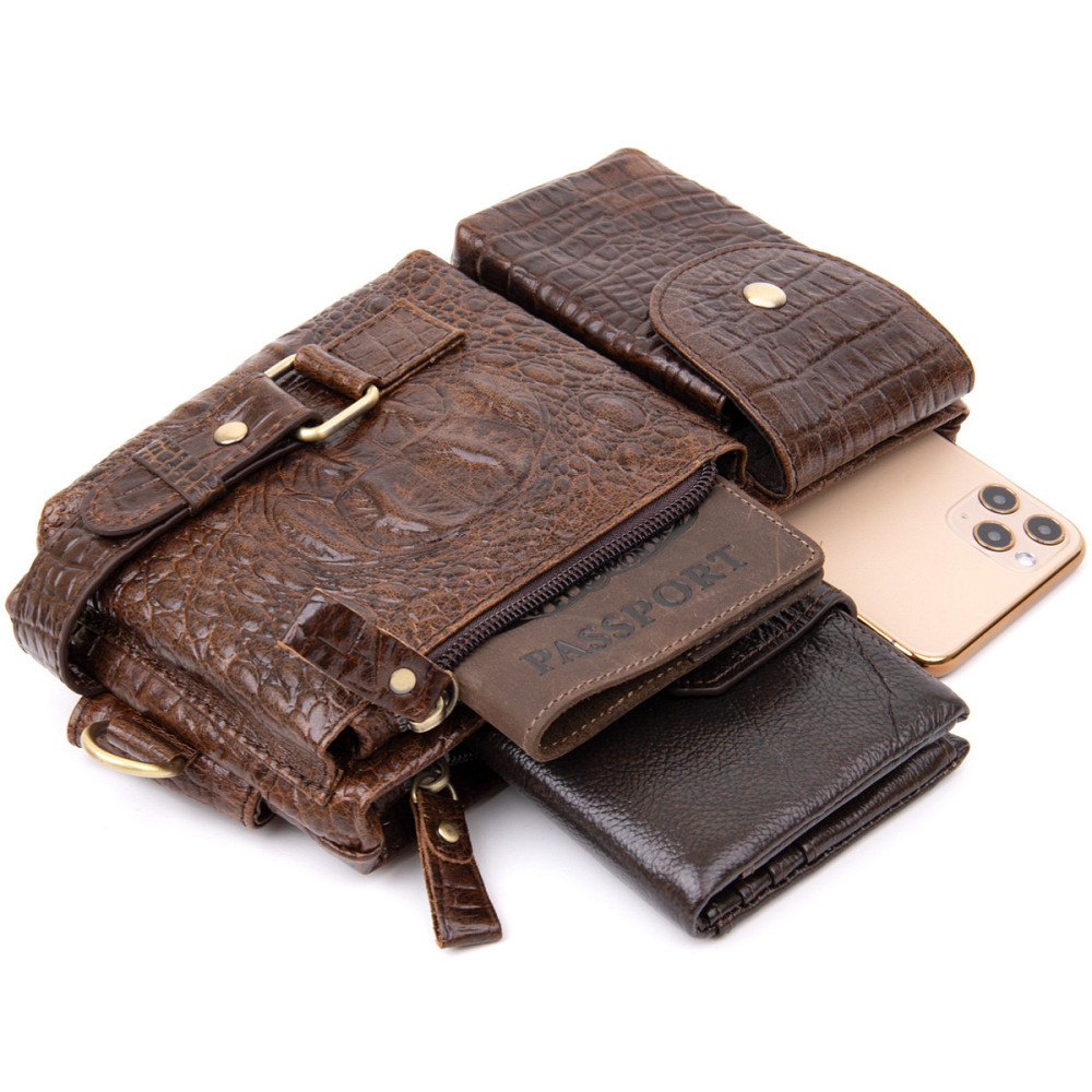 Бананка поясная под кожу рептилии унисекс Коричневая (Vintage) Киев - изображение 1