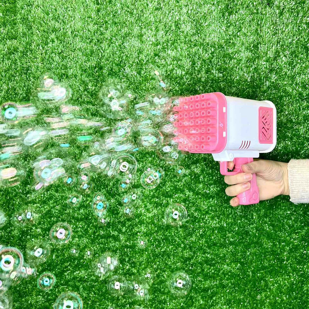 Пістолет для запуску мильних бульбашок 45 отворів 17 см Рожевий (2023-58A) Чернігів - фото 5