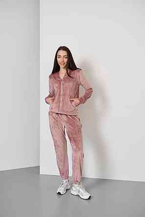 Женский велюровий костюм на змейке с капюшоном Розовый M Харьков