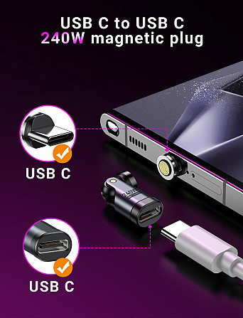 Магнітний конектор MicroUSB для магнітного адаптера, 9pin, швидка зарядка до 240W (без адаптера) Николаев - изображение 7