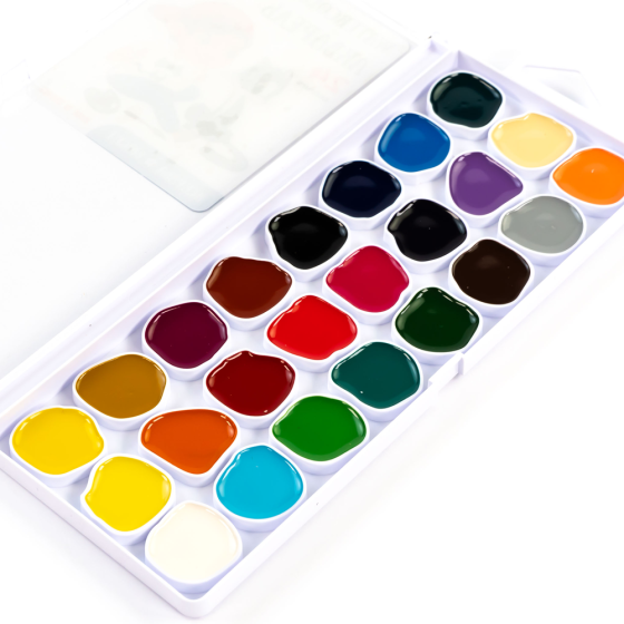 Набор акварельных красок Cats with a Boy 24 кол. б/кистлица ROSA Kids Киев