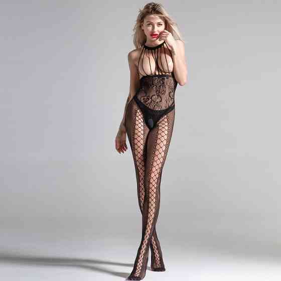 Еротичний бодістокінг жіночий мереживний з сітки, нижня білизна, універсальний розмір, зріст: 145–185 см, One Size, чорний, 75219 Кам'янець-Подільський