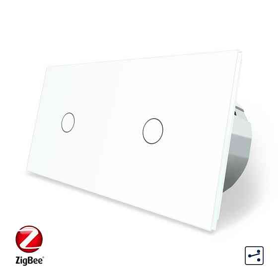 LIVOLO Розумний сенсорний прохідний/перехресний вимикач 2 сенсора (1-1) Livolo білий скло (VL-C Коломия
