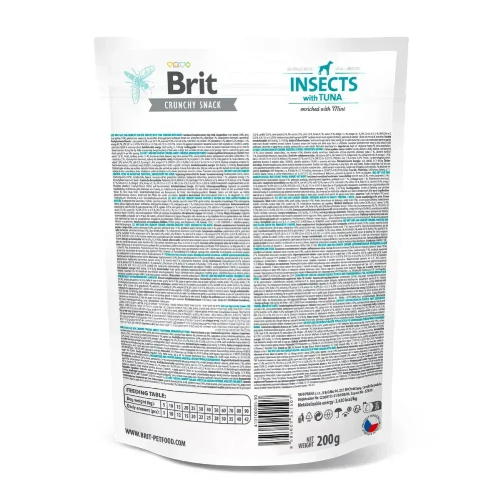 Лакомства для собак Brit Care Dog Crunchy Cracker Insects для свежести дыхания насекомые, тунец и мята, 200 г Винница - изображение 2