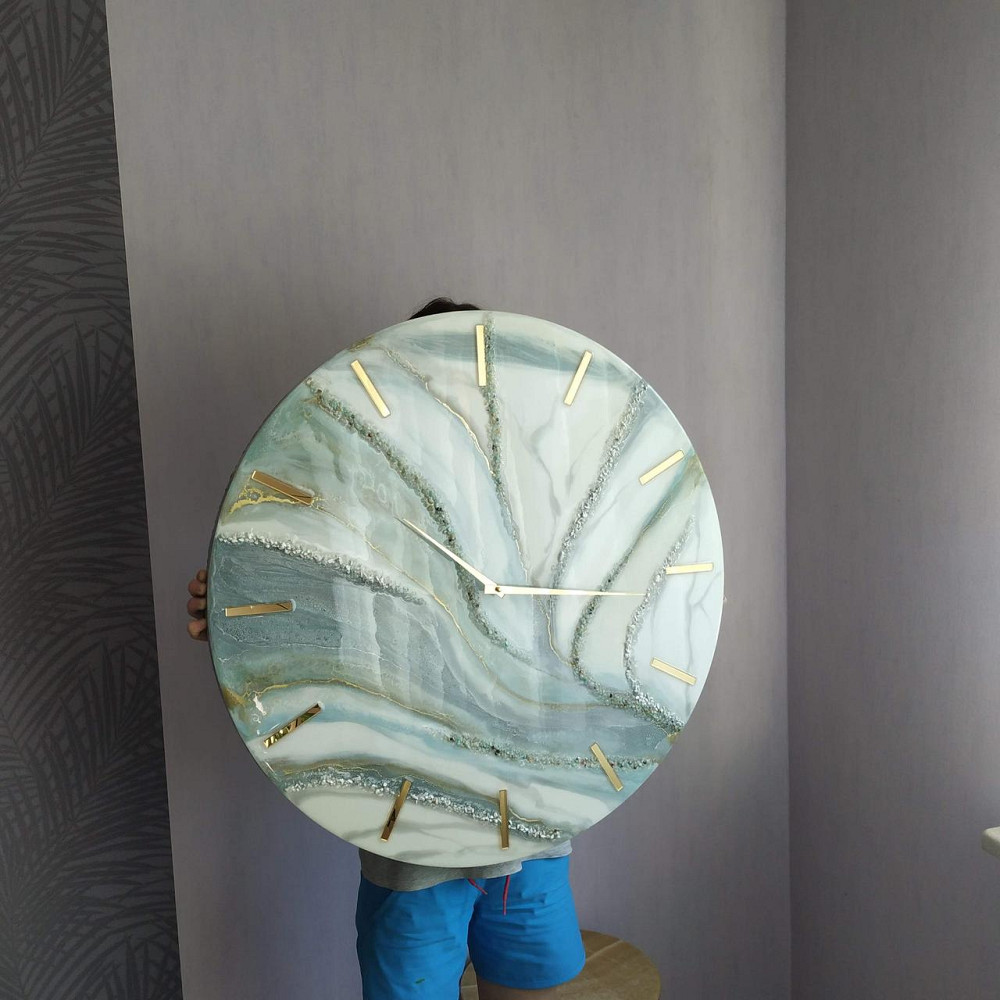 Настіний годинник з епоксидної смоли ручної роботи 75см Дніпро - фото 7