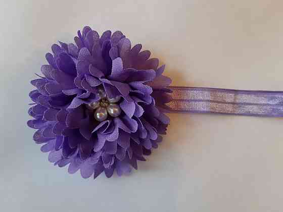 Бузкова дитяча пов'язка з квіткою - коло 40-50см, діаметр квітки 9см Київ