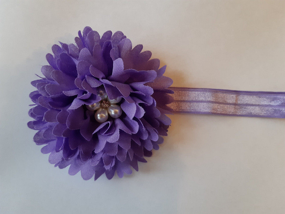 Сиреневая детская повязка с цветком - окружность 40-50см, диаметр цветка 9см Киев - изображение 1