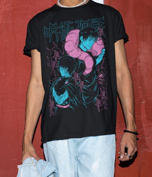 Футболка для хлопчика з аніме принтом Магічна битва оверсайз (зріст від 165 до 180) Чорний AnimeJ1096m Дніпро - фото 2