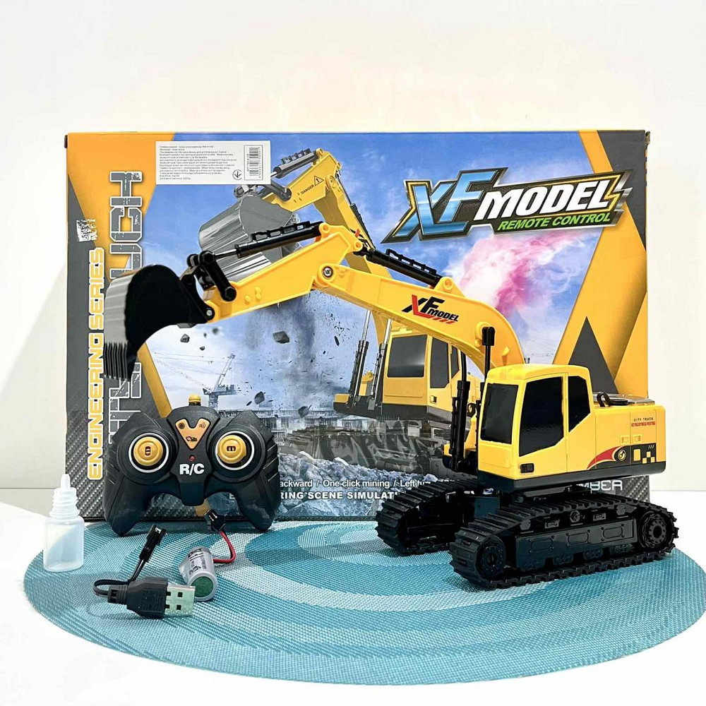 Екскаватор гусеничний на радіокеруванні 30см світло пара/дим рухомий ківш Жовто-чорний (789-410B) Чернігів - фото 6