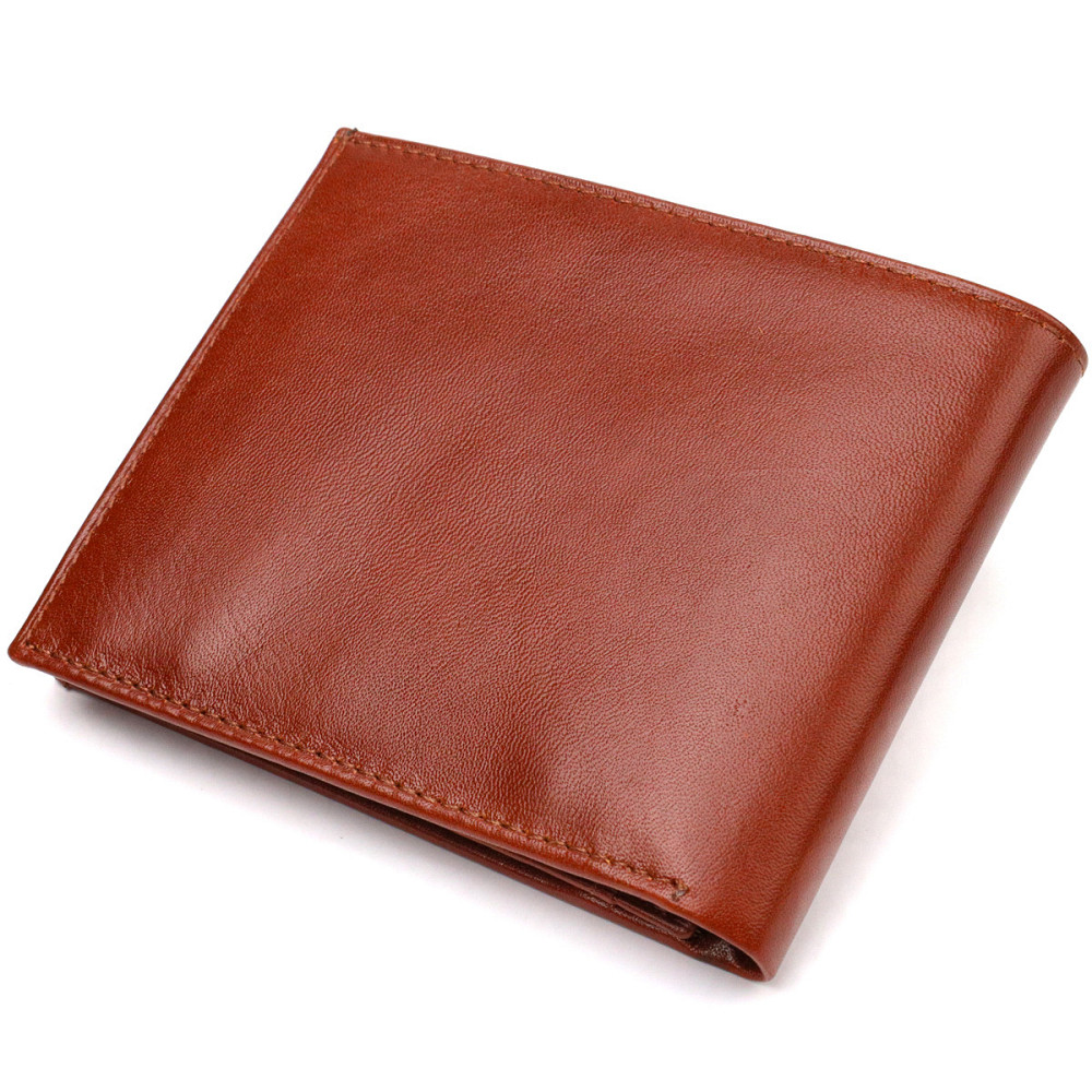 Мужской бумажник без застежки горизонтального формата из натуральной гладкой кожи CANPELLINI 21762 Коричневий Киев - изображение 9