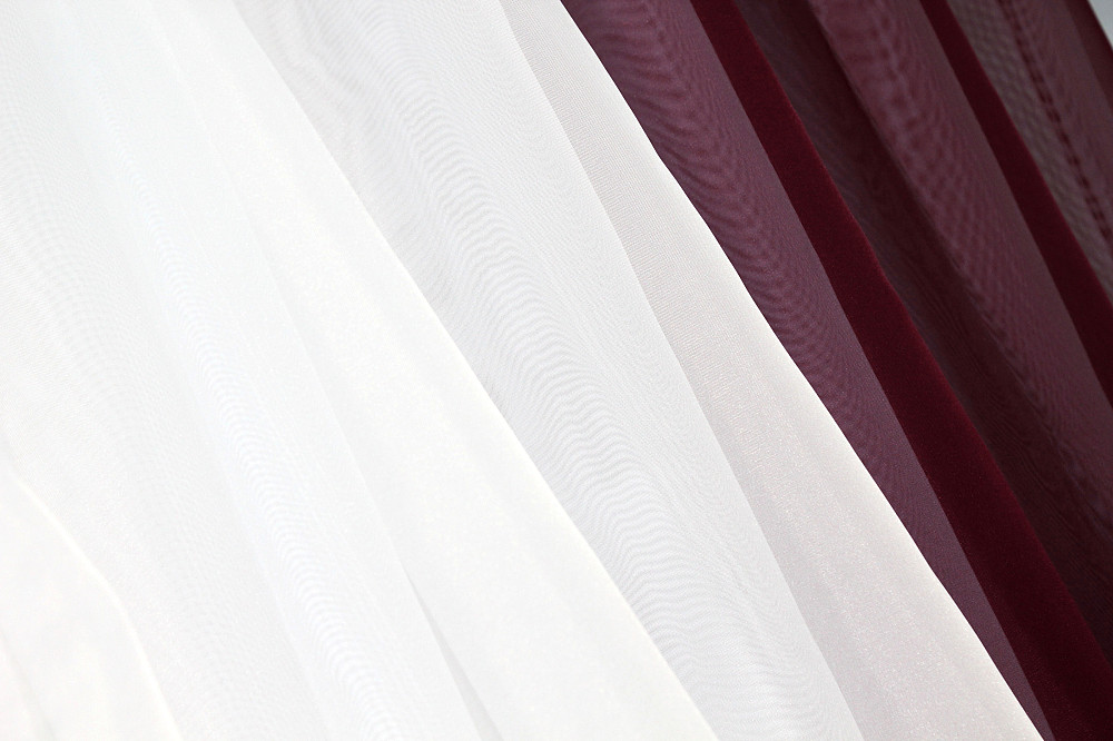 Кухонный комплект VR-Textil № 038к шторки и тюль бордовый с белым 280х170 см (50-032) Киев - изображение 6