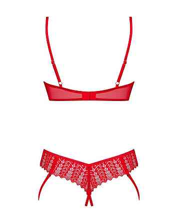 Комплект Obsessive Ingridia 2-pcs crotchless set XL/2XL, красный, с доступом, открытая грудь Sex Aura Киев