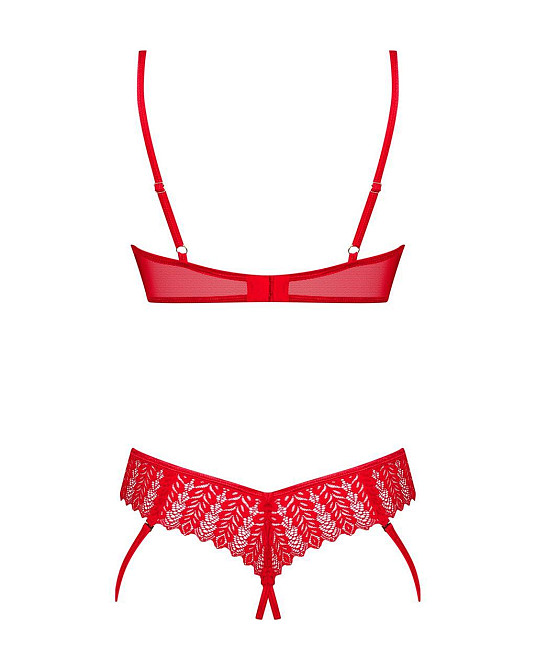 Комплект Obsessive Ingridia 2-pcs crotchless set XL/2XL, красный, с доступом, открытая грудь Sex Aura Киев - изображение 4