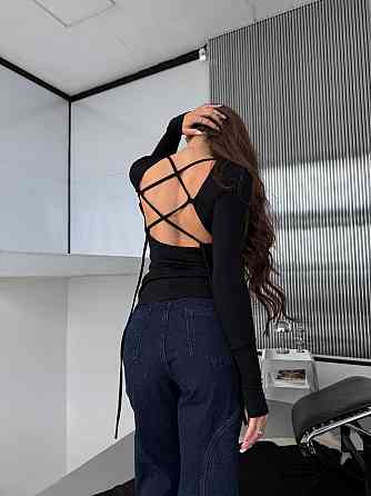 Жіноча романтична кофта з відкритою спиною з віскози Чорний, 42/44 Одеса