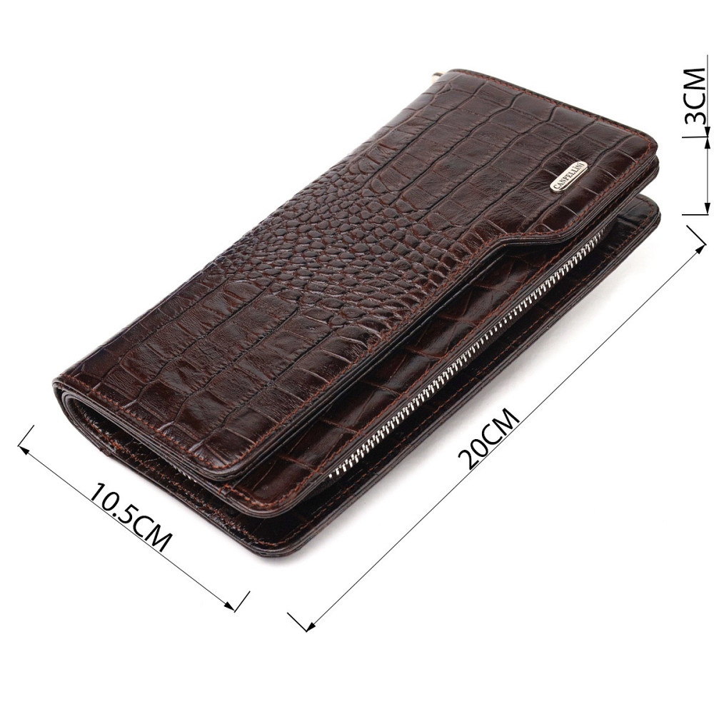 Функциональное портмоне клатч из натуральной кожи CANPELLINI 21536 Коричневое Киев - изображение 9