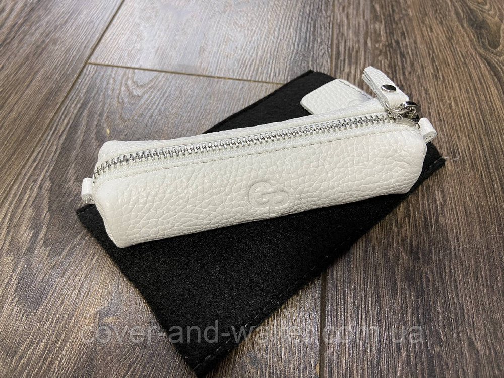 Красивая женская кожаная ключница на молнии белого цвета Grande Pelle Киев - изображение 3