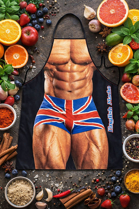 Фартух з приколом з мускулистим торсом чоловічий для гриля 75 на 60 см різнобарвний Київ - фото 6