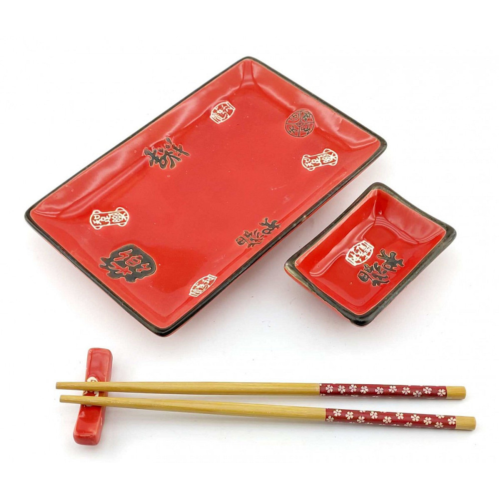 Сервиз для суши на 1 персону из керамики Иероглифы Киев - изображение 1