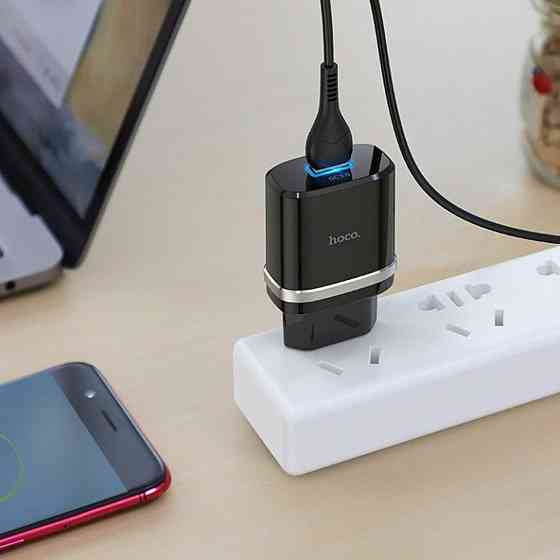 Мережевий зарядний пристрій HOCO C12Q Smart QC3.0 charger set, колір чорний 6931474716279 Одеса